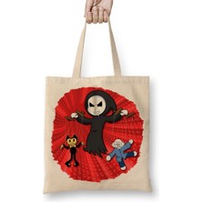 Baskı Dükkanı Toddyn Bendy Sans Puppet Red Bez Çanta Uzun Saplı