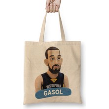 Baskı Dükkanı Basketbol Marc Gasol Bez Çanta Uzun Saplı