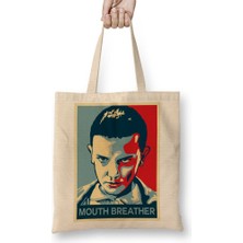 Baskı Dükkanı Mouth Breather Stranger Things Bez Çanta Uzun Saplı