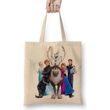 Baskı Dükkanı Disney Frozen Elsa Kristoff Olaf Anna Bez Çanta Uzun Saplı