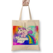 Baskı Dükkanı Unicorn 02 Bez Çanta Uzun Saplı