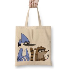 Baskı Dükkanı Regular Show 03 Bez Çanta Uzun Saplı