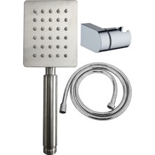 Ahlez Shine Krom Paslanmaz Duş Başlığı + Duş Hortumu + L Mafsal Duş Takımı Duş Seti