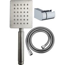 Ahlez Shine Krom Paslanmaz Duş Başlığı + Pvc Duş Hortumu + L Mafsal Duş Takımı