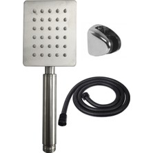 Ahlez Shine Krom Paslanmaz Duş Başlığı + Siyah Duş Hortumu + Mafsal Duş Takımı Duş Seti