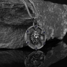 Tesbih Sepetim Zirkon Taşlı Aslan Motifli 925 Ayar Gümüş Kolye