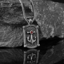 Tesbih Sepetim Zirkon Taşlı Çapa Motifli 925 Ayar Gümüş Kolye