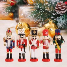 Vogue 5 12 cm Yükseklik Mini Ahşap Fındıkkıran Asker Süsler Set Xmas Bebek (Yurt Dışından)