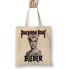 Baskı Dükkanı Justin Bieber Purpose Tour Bez Çanta Uzun Saplı