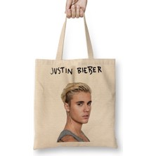 Baskı Dükkanı Justin Bieber Bez Çanta Uzun Saplı