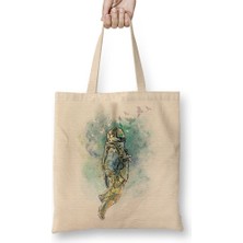 Baskı Dükkanı Astronauta Asronot Bez Çanta Uzun Saplı