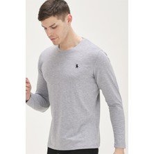 T8588 DEWBERRY BİSİKLET YAKA UZUN KOL T-SHIRT-GRİ