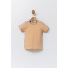 Pollito Çocuk Bej Bisiklet Yaka Basic T-Shirt %100 Pamuk