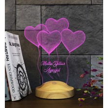 Sevgi Lambası Yeni Yıl Hediyesi Klasik Kalpler 3D Led Lamba