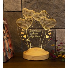 Sevgi Lambası Anneler Günü Hediyesi Balon Kalpler Küre 3D LED Lamba
