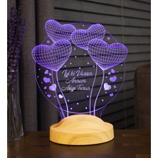 Sevgi Lambası Anneler Günü Hediyesi Balon Kalpler Küre 3D LED Lamba