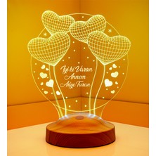 Sevgi Lambası Anneler Günü Hediyesi Balon Kalpler Küre 3D LED Lamba