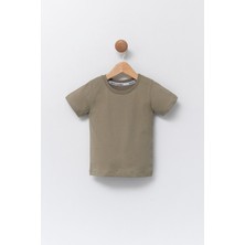 Pollito Çocuk Haki Bisiklet Yaka Basic T-Shirt  %100 Pamuk