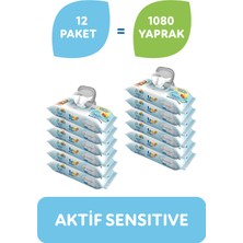 Uni Baby Aktif Sensitive Islak Mendil 12'li 1080 Yaprak