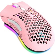 Top Geek 2.4g Işıklı Kablosuz Oyun Mouse - Pembe  (Yurt Dışından)