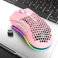 Top Geek 2.4g Işıklı Kablosuz Oyun Mouse - Pembe  (Yurt Dışından)