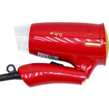 King KSK-438 Arvinda Seyahat Tipi Saç Kurutma Makinesi Kırmızı