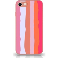 Kzy Apple iPhone 8 Kapak Kamera Korumalı Cam Kılıf - Pudra