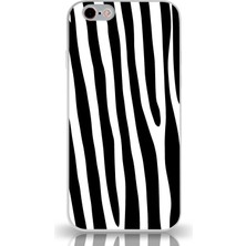 Kzy Apple iPhone 6 Plus Kapak Kamera Korumalı Cam Kılıf - Beyaz Zebra Desenli