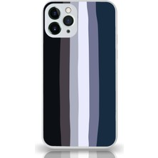 Kzy Apple iPhone 11 Pro Max Kapak Kamera Korumalı Cam Kılıf - Beyaz Mavi