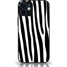 Kzy Apple iPhone 12 Kapak Kamera Korumalı Cam Kılıf - Siyah Zebra Desenli