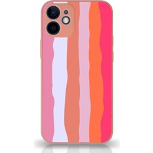 Kzy Apple iPhone 12 Mini Kapak Kamera Korumalı Cam Kılıf - Pudra