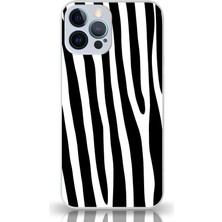 Kzy Apple iPhone 12 Pro Max Kapak Kamera Korumalı Cam Kılıf - Beyaz Zebra Desenli