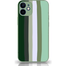 Kzy Apple iPhone 12 Mini Kapak Kamera Korumalı Cam Kılıf - Yeşil