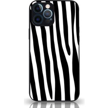 Kzy Apple iPhone 12 Pro Max Kapak Kamera Korumalı Cam Kılıf - Siyah Zebra Desenli