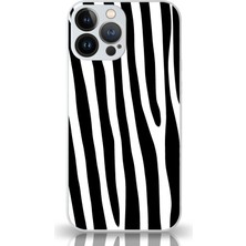 Kzy Apple iPhone 13 Pro Kapak Kamera Korumalı Cam Kılıf - Beyaz Zebra Desenli