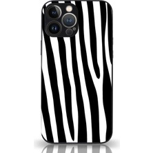 Kzy Apple iPhone 13 Pro Kapak Kamera Korumalı Cam Kılıf - Siyah Zebra Desenli