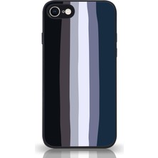 Kılıfmania Apple iPhone Se 2020 Kapak Kamera Korumalı Cam Kılıf - Siyah Mavi