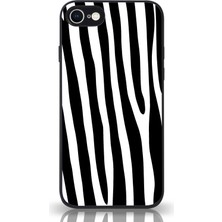 Kılıfmania Apple iPhone Se 2020 Kapak Kamera Korumalı Cam Kılıf - Siyah Zebra Desenli