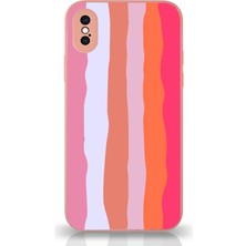 Kılıfmania Apple iPhone x Kapak Kamera Korumalı Cam Kılıf - Pudra