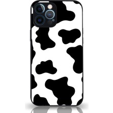Kılıfmania Apple iPhone 12 Pro Max Kapak Kamera Korumalı Cam Kılıf - Siyah Inek Desenli