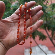 Tesbih Pasajı Bal Rengi Beyzi Sıkma Kehribar Tesbih