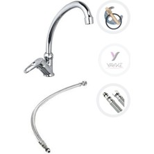 Yayke Mermerden Tekli Aç Kapa Mix Evye Lavabo Bataryası (Soğuk Su Girişli )
