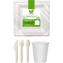Roll-Up Doğa Dostu Ekolojik Karton Sofra Seti 25 Kişilik 26cm