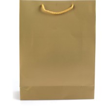 Paket Parti Karton Çanta Mat Altın Selefonlu 25X33X9 cm (12'li)