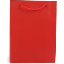 Paket Parti Karton Üzeri Mat Selefonlu Kırmızı Çanta 25X33X9 Cm(12'li)