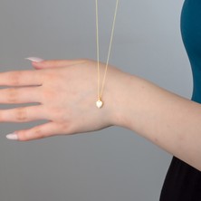 Ravza Gümüş 925 Ayar Gümüş Beyaz Opal Taşlı Kalp Kolye