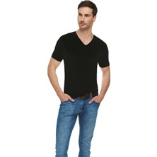 Katmirra Erkek V Yaka Beyaz Ribana Fanila 3'lü Set Siyah Renk Konforlu Kullanım