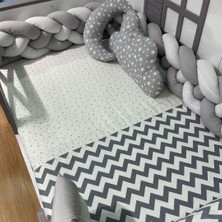 İlknur Bebe Mars Gri 4'lü Sarım Örgü Kenarlı Uyku Seti, 90x190cm Bebek Çocuk Montessori Karyola Yataklar İle Uyumlu, Kız&Erkek Ortak Model