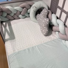 İlknur Bebe Uranüs 4'lü Örgülü Montessori Bebek Çocuk Karyolası Için Uyku Seti 90X190 Gri&yeşil