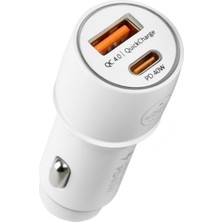 Powerway Cc4.0 QC40 40W 5V 4 Amper Type C - USB Araç Şarj Başlığı Beyaz